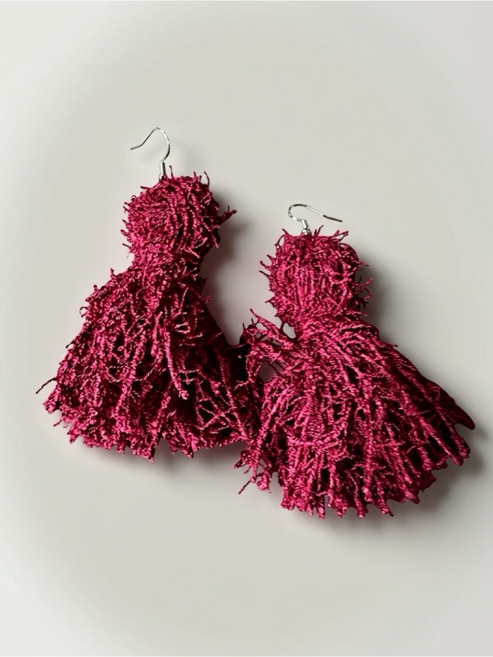 Handmade Burgundy Tassel Drop Earrings